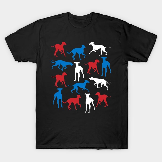 Patriotic Greyhound Dog America Flag 4Th Of July T-Shirt by klausgaiser